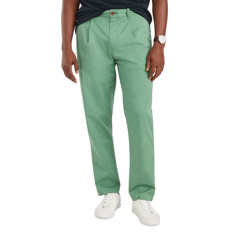 Tommy Hilfiger Men's Single Pleat Chino Pants  Green 29 X 32