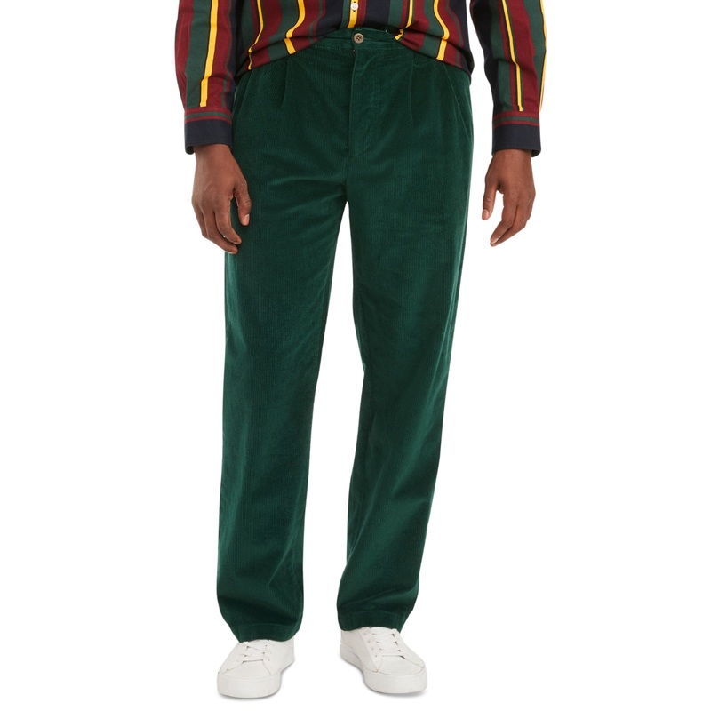 Tommy Hilfiger Mens Dark Green Corduroy Chino Pants 36 X 32