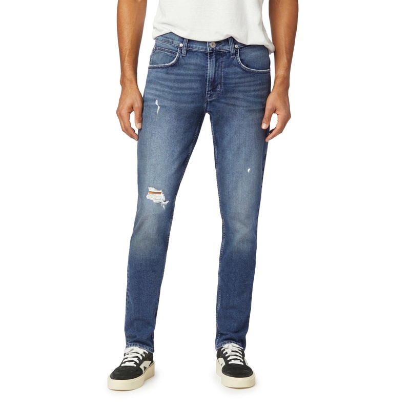 Zev Mens Ripped Hudson Skinny Jeans Dark Blue 33 Reg