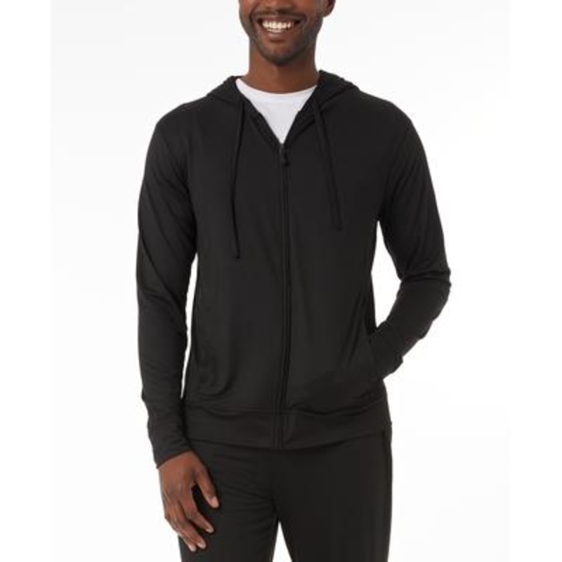 32 Degrees Men's Black Quickdry Stretch Hooded Sleep Jacket