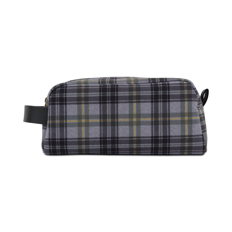 $40 Unisex Plaid Mid Sized Travel Toiletries Bag Gray Osfa Reg