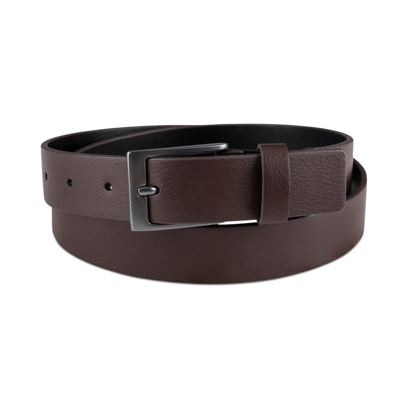 Alfani Men's Brown Large Faux Leather Stretch Belt