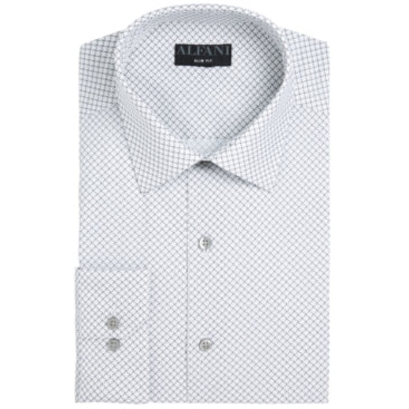 Alfani Men's Slim Fit White Dress Shirt 17 17.5 34 35