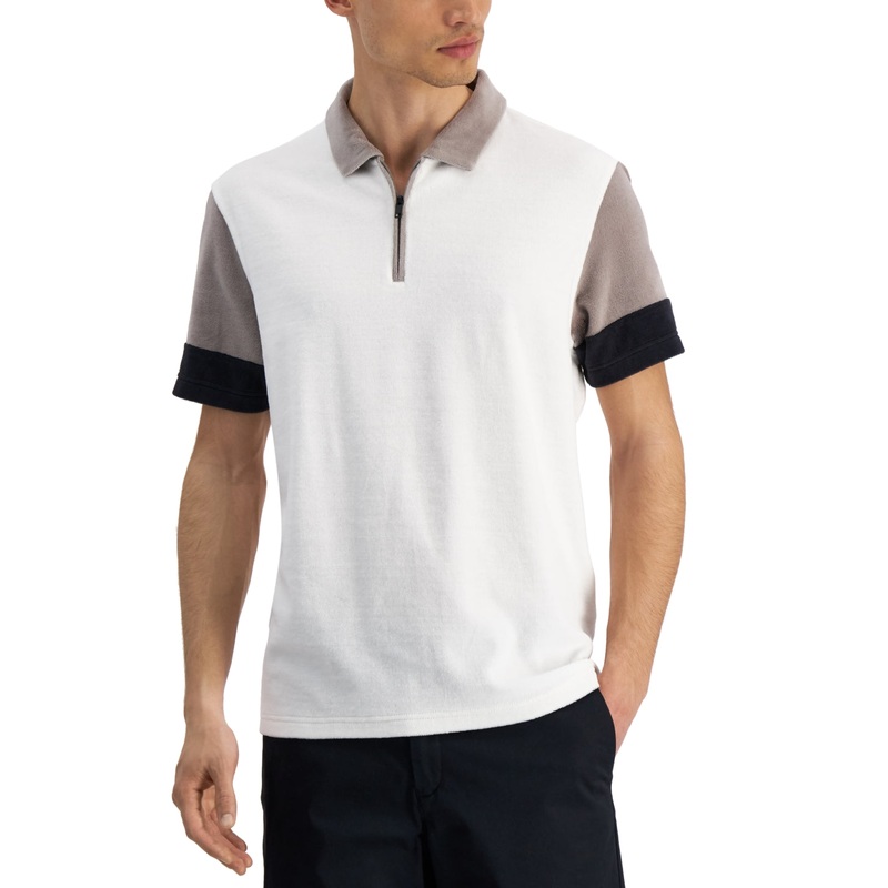 Alfani Mens Color blocked Polo Shirt White 2XL