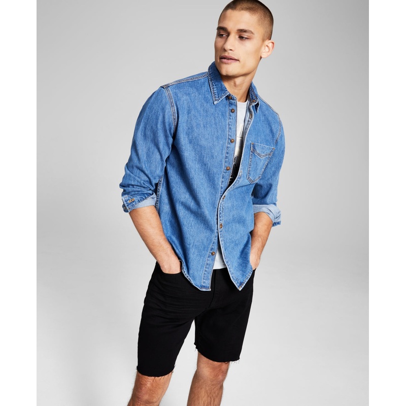 And Now This Men's Denim Over Shirt Blue Medium