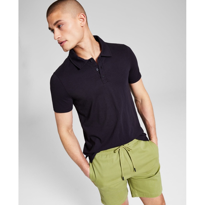 And Now This Mens Knit Polo Shirt Black Medium
