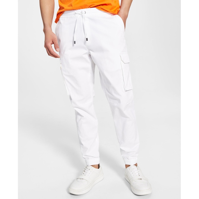International Concepts Men's Regular-Fit Twill Cargo Joggers White Small
