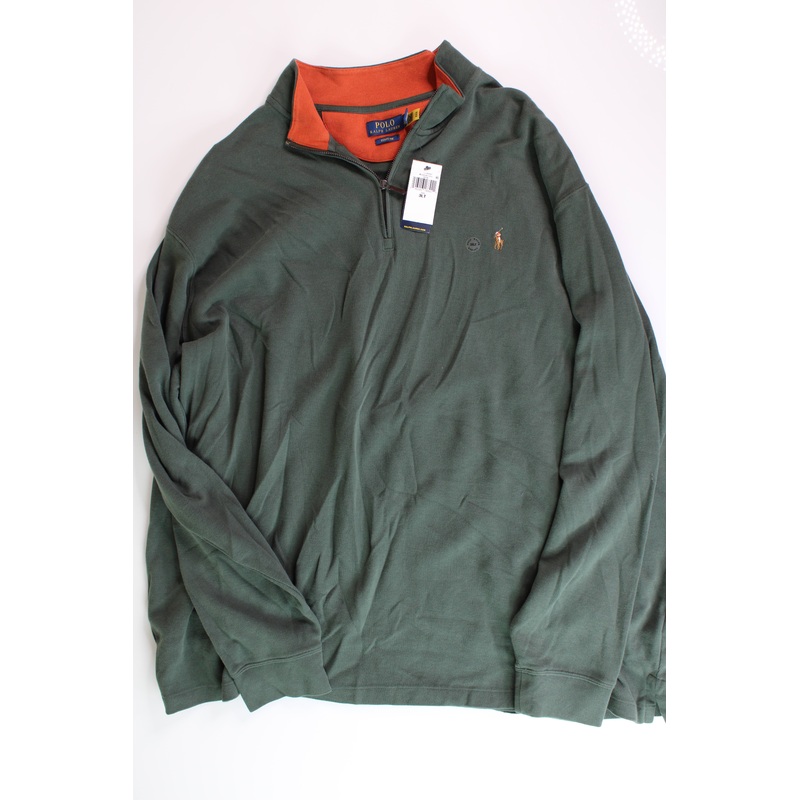 Polo Ralph Lauren Big & Tall Double-Knit Quarter-Zip Sweatshirt 3LT Green