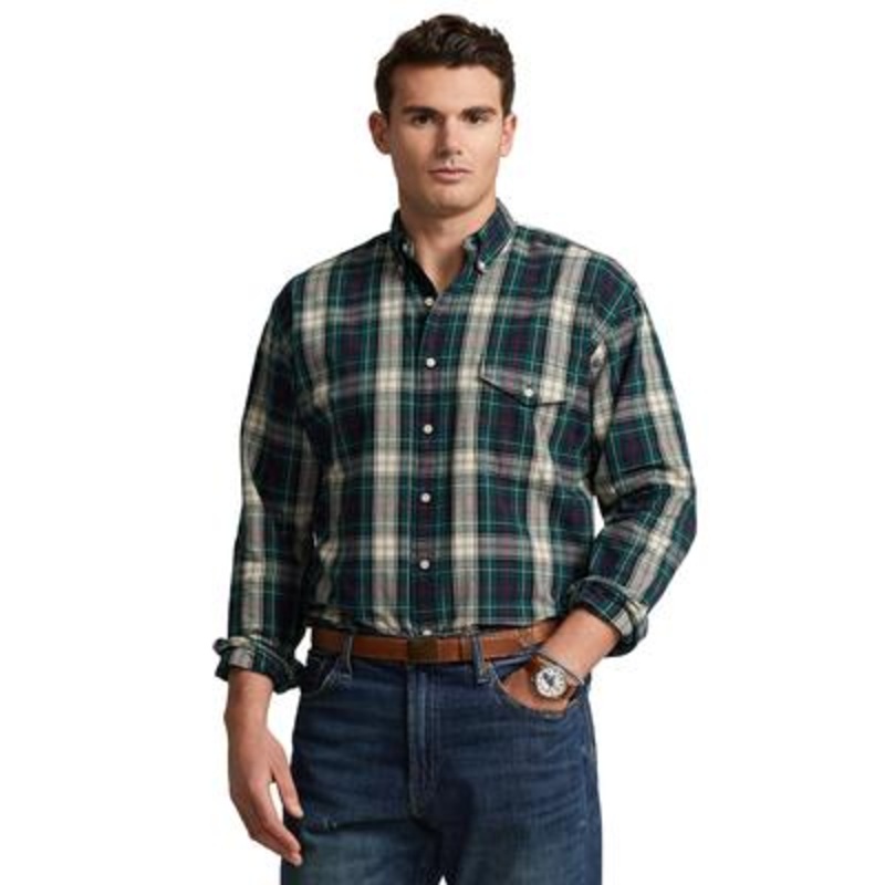 Polo Ralph Lauren Men's Big & Tall Classicfit Oxford Shirt  Navy/Green Multi 3XB