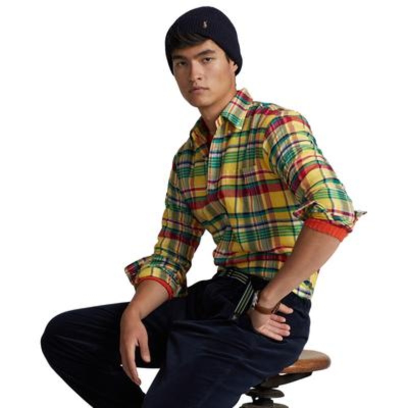 Polo Ralph Lauren Men's Plaid Performance Shirt  Yellow/Red Multi  Small