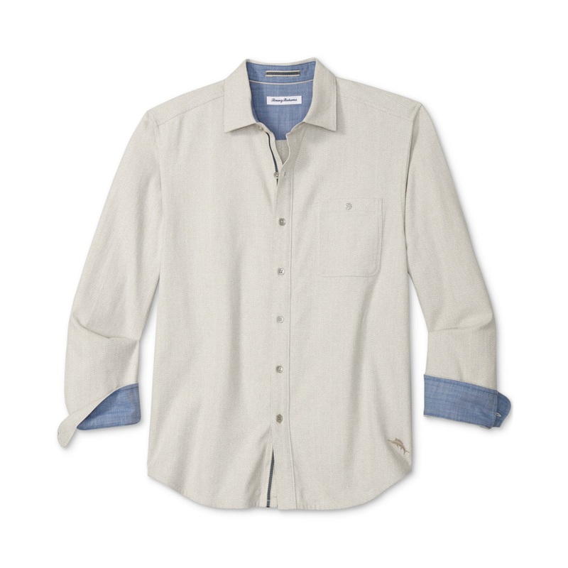 Tommy Bahama Men's San Mateo Woven Long sleeve Shirt  Morel Brown Medium