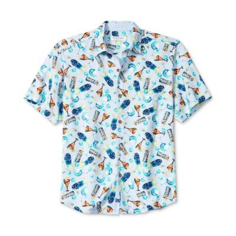 Tommy Bahama Mens Veracruz Cay Chilled & Spilled Shirt Blue Large