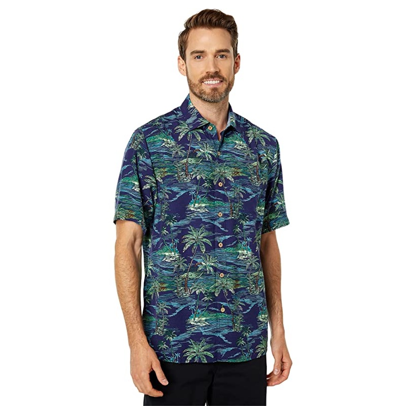 Tommy Bahama Veracruz Cay Scenic Isles Mens Button Down Shirt Blue XL