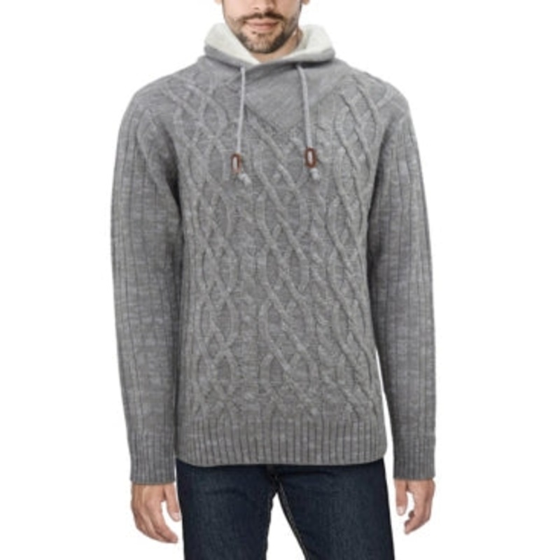 X Ray Men's Knitted Fashion Sweater Long Sleeve Slim Fit Hoodie Cowl Neck Xl