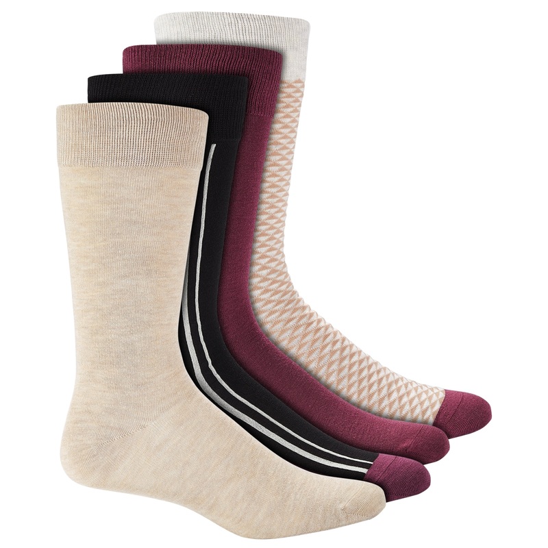 Alfani Men's 4 Pk. Crew Socks Dark Pink Osfa Reg