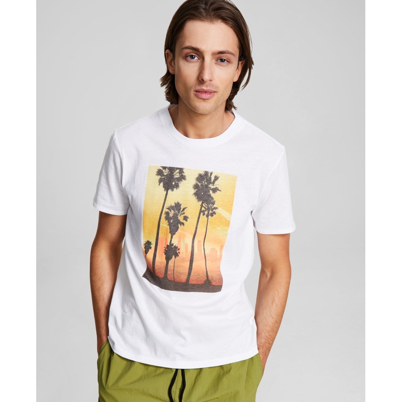 And Now This Mens Palm Trees Graphic T shirt  White Medium
