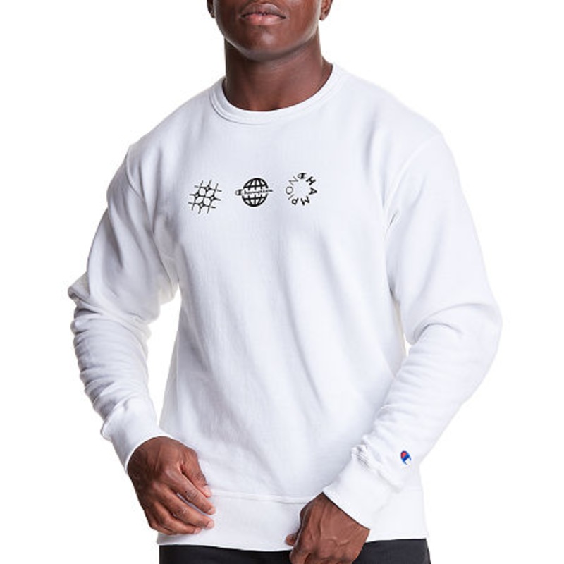 Champion Mens Fitness Pullover Sweatshirt White Size Medium