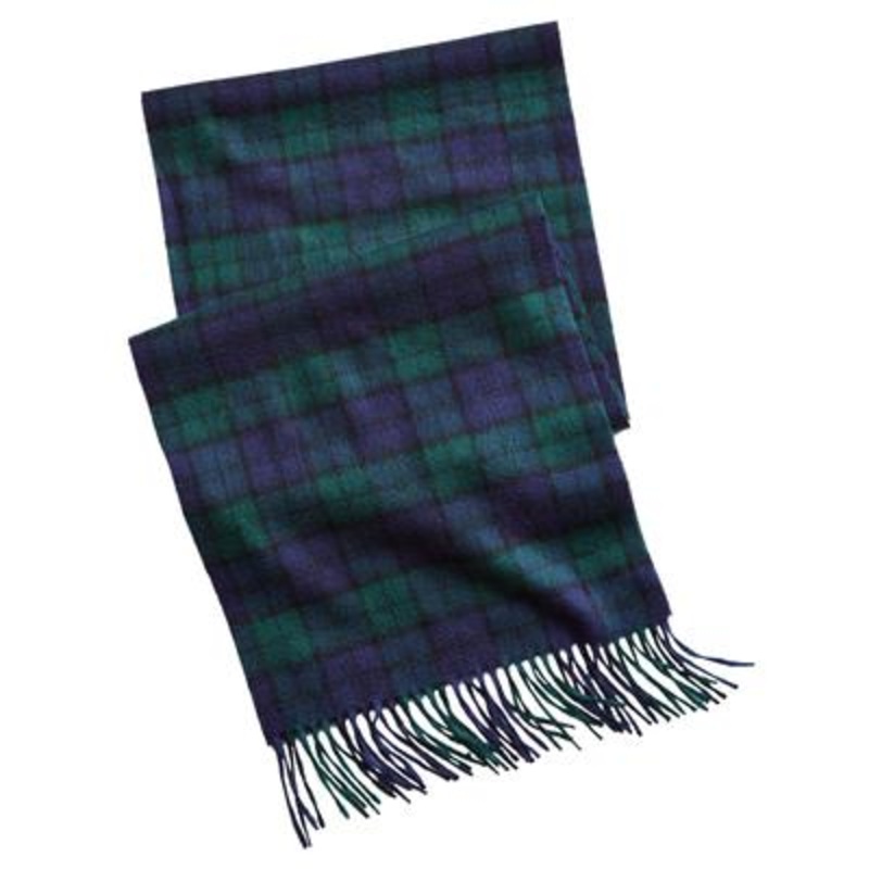 Club Room Men's Cashmere Scarf Fringe Trim Green Plaid