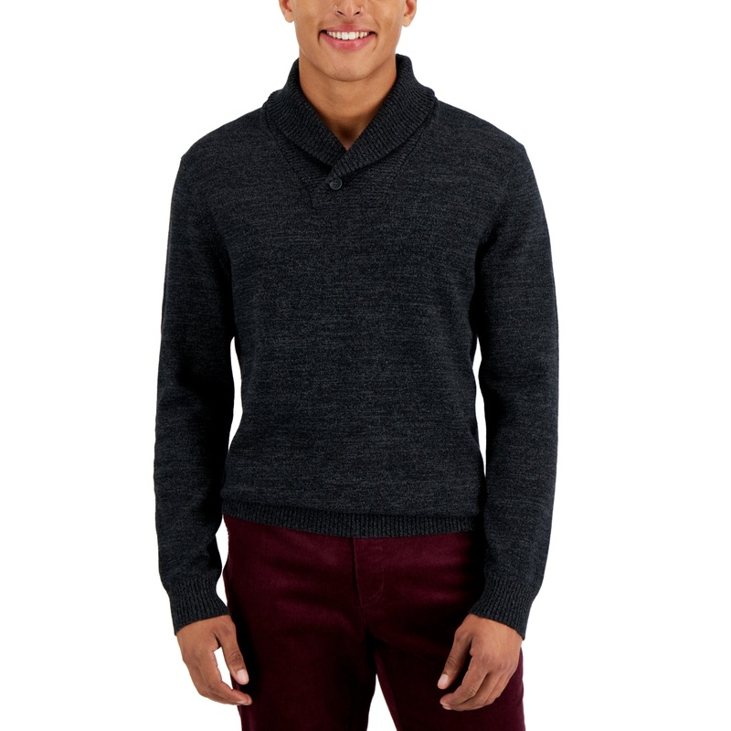 Club Room Men's Shawl Button Sweater Black Size Medium
