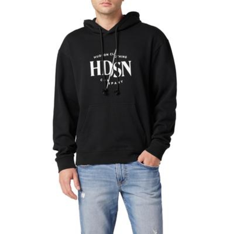 Hudson Mens Graphic Pullover Hoodie Black Large