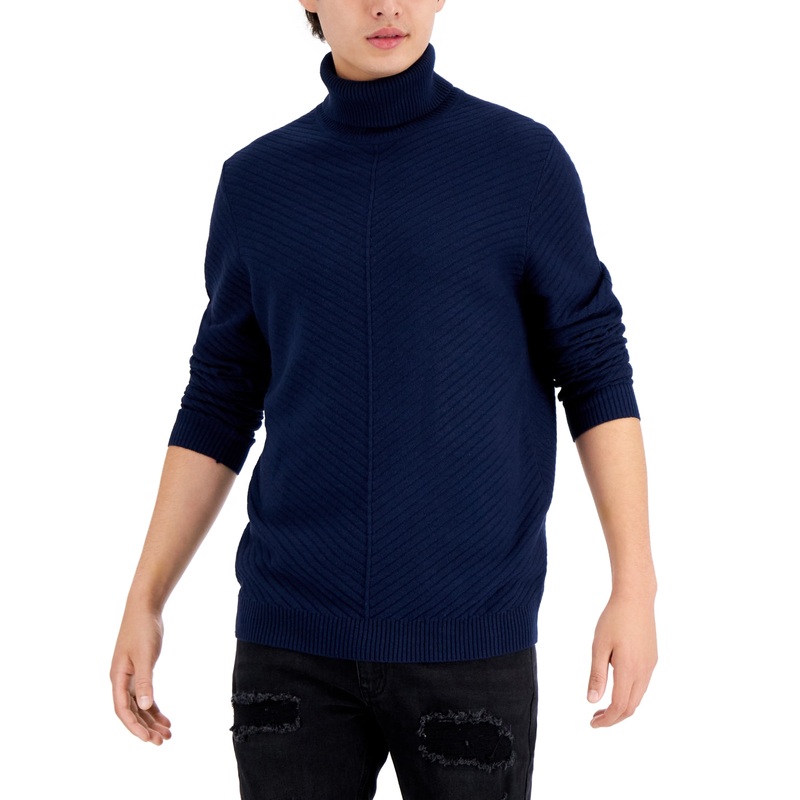 INC International Concepts Men's Axel Turtleneck Sweater  Basic Navy Blue XXL
