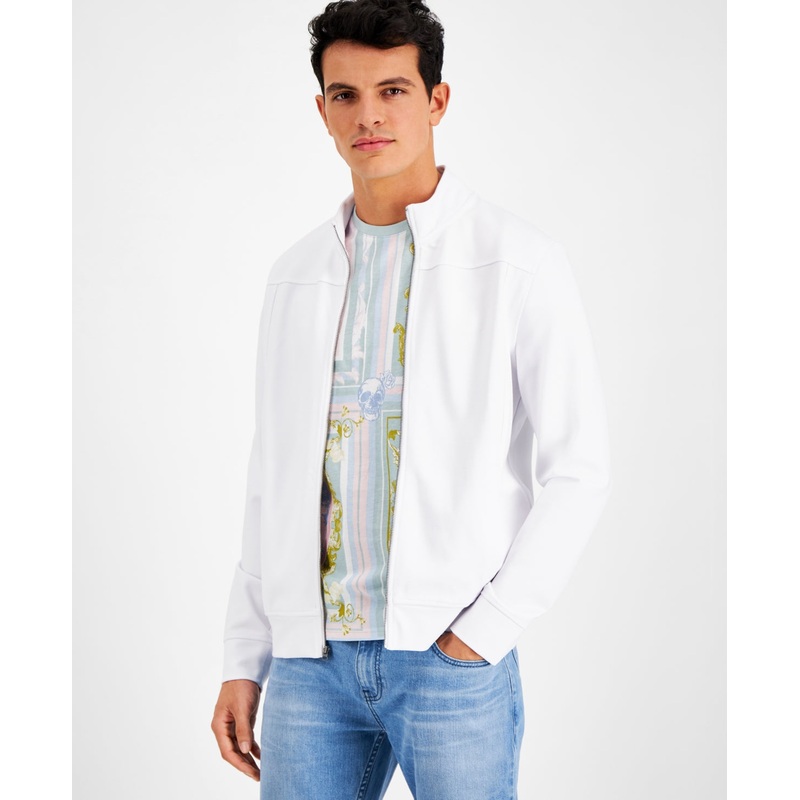Inc International Concepts Men's Minnelli Zip front Jacket White 2XL