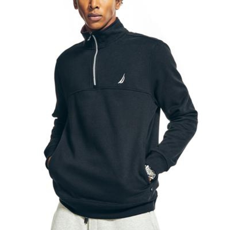 Nautica Men's Classic fit Quarter Zip Fleece Sweatshirt True Black 3XL