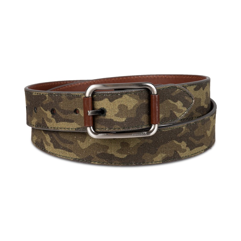 Tommy Hilfiger Men's Reversible Olive Camo Belt  Size  Green Large