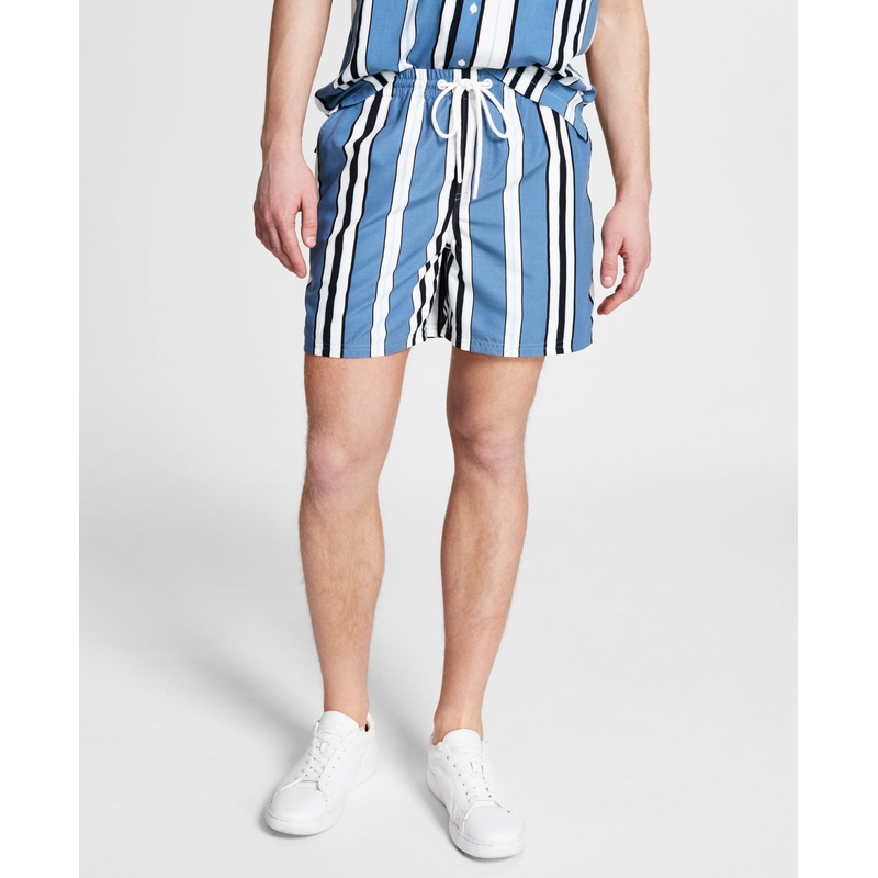And Now This Mens Relaxed fit Stripe Drawstring Shorts  Blue Medium