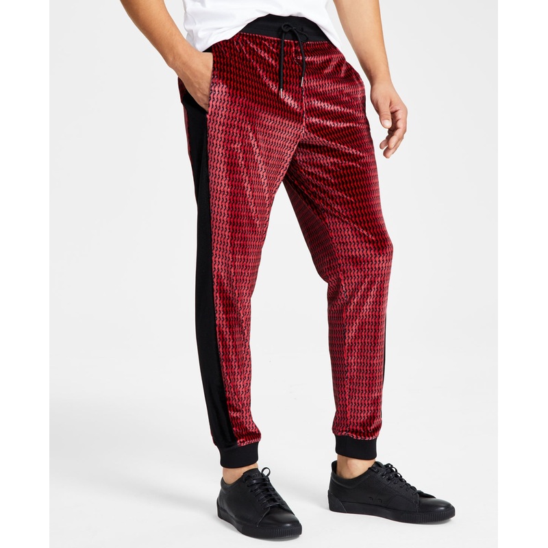 I.N.C. International Concepts Men's Squiggly Lines Printed Drawstring Velour Pants Medium Red 2XL