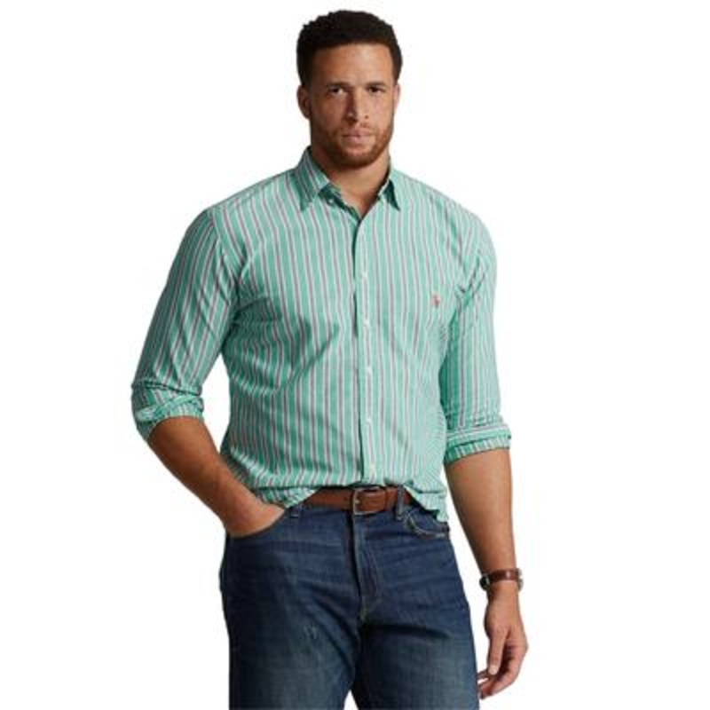 Polo Ralph Lauren Men's Big & Tall Iconic Oxford Shirt  Green/Blue Multi 3XL