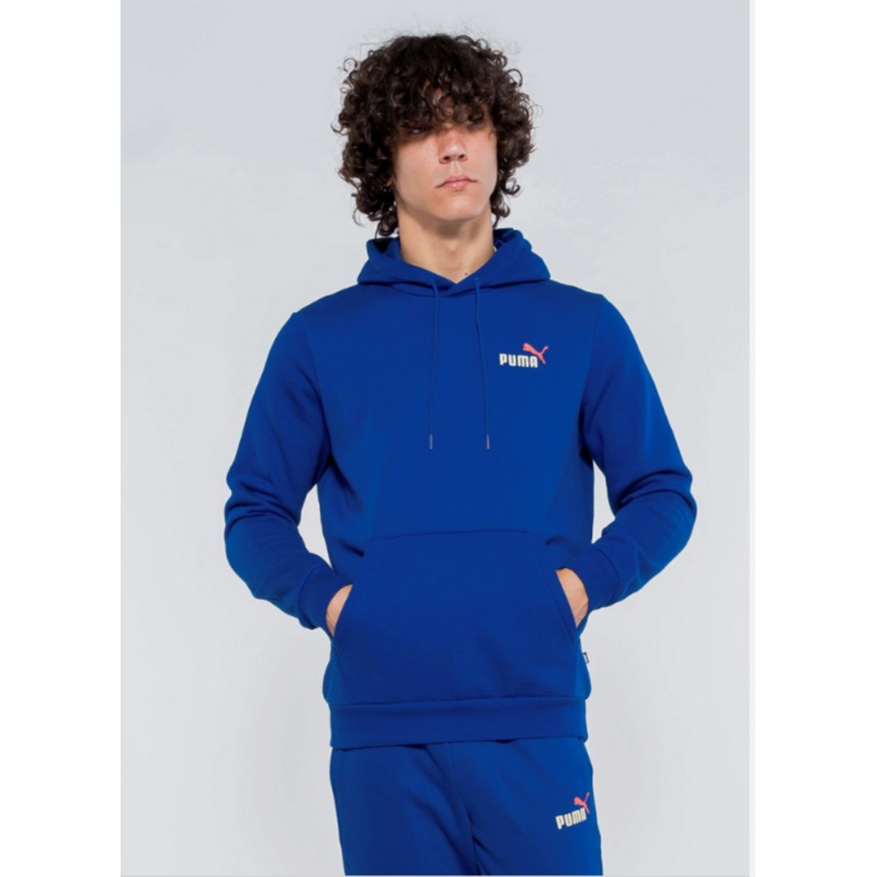 Puma Men's Logo Pullover Hoodie Sweatshirt Lake Blue  Small