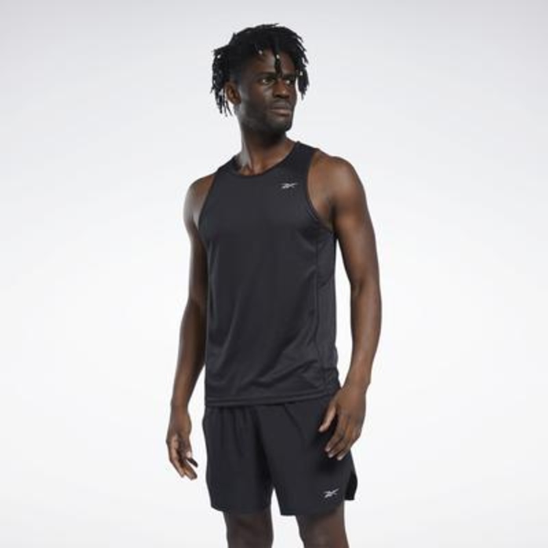 Reebok Mens Run Essentials Speedwick Singlet Tee Shirt  Black Medium
