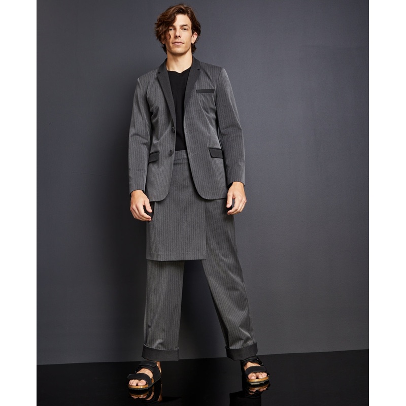 Royalty by Maluma Men's 2XL Grey Pinstripe Blazer