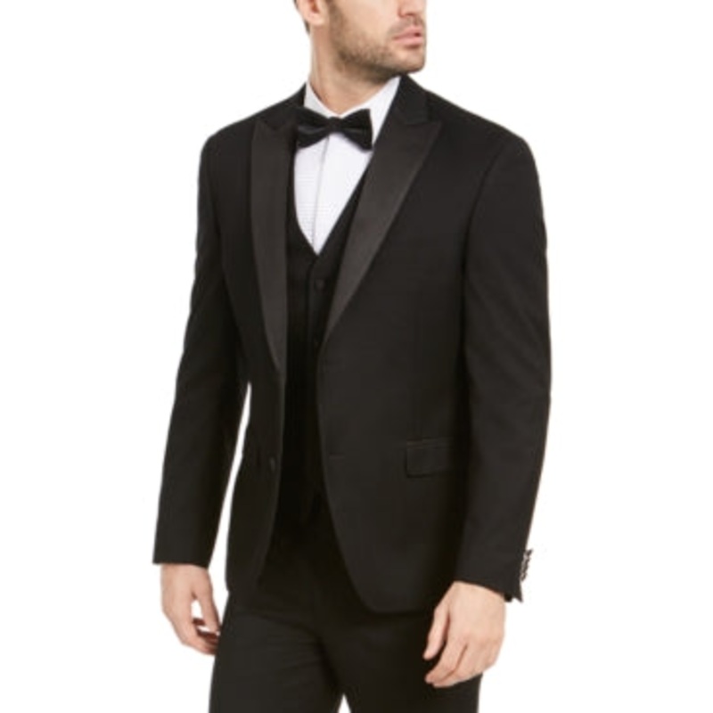 Alfani Mens Slim fit Suit Jacket Blazer 40 S Black Solid