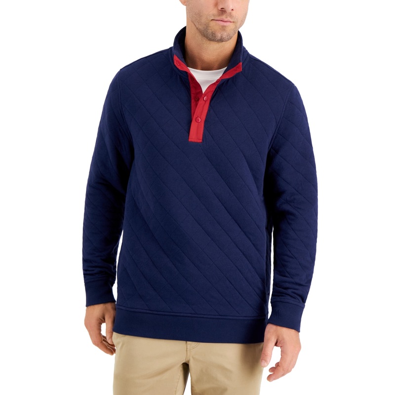 Club Room Men's Navy Blue Quilted Pullover Sweater Size Xxl