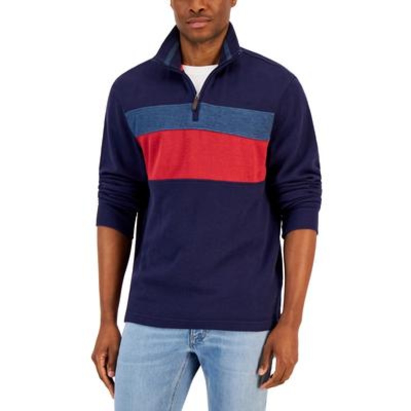 Mens Colorblock Pullover Sweater Club Room Dark Blue 3Xl