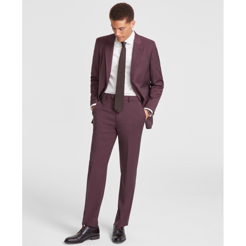 Nautica Mens Modern fit 2 Piece Suit 36 R / 30 Waist Red Solid Stretch