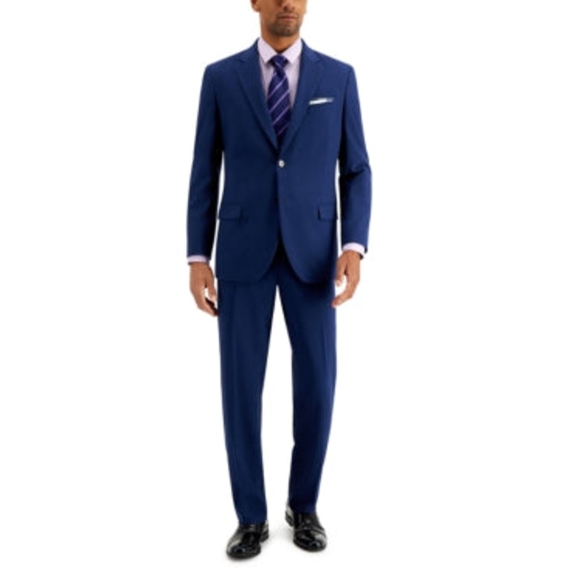 Nautica Mens Modern fit 2 Piece Suit 48 R / 42 Waist Blue Solid Stretch