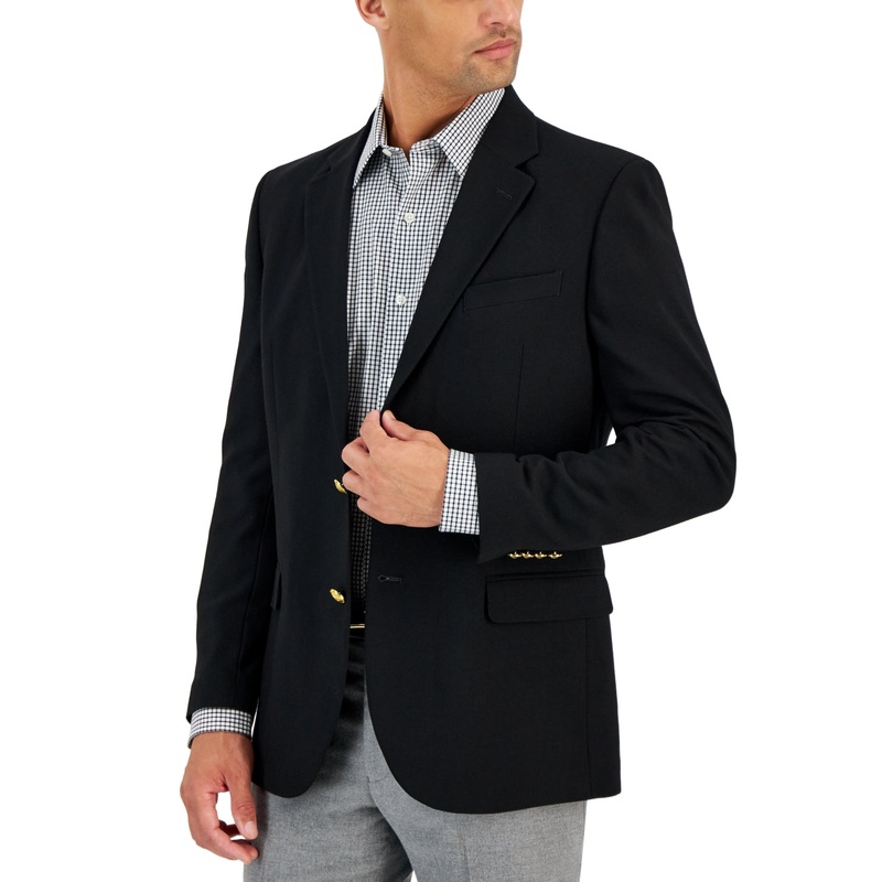 Nautica Mens Modern fit Sport Coat Blazer 42 R Black Solid