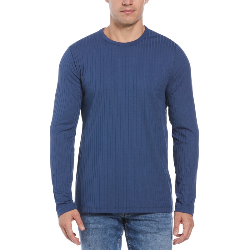 Perry Ellis Men Regular fit Long Sleeve T-Shirt Shirt Medium Blue