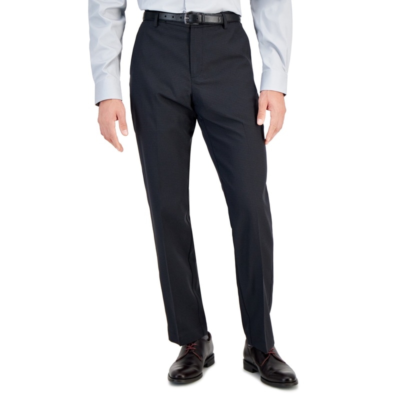 Perry Ellis Portfolio Mens Modern fit Dress Pants 33 / 30 Grey Check Stretch