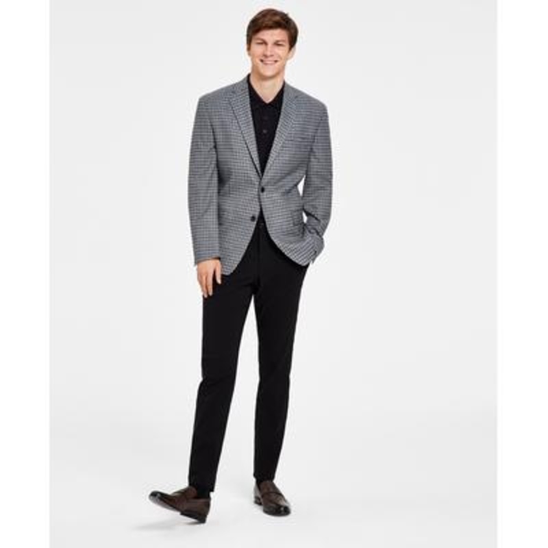 Ralph Lauren Mens Black Grey Plaid 2 Button Sport Coat 38R