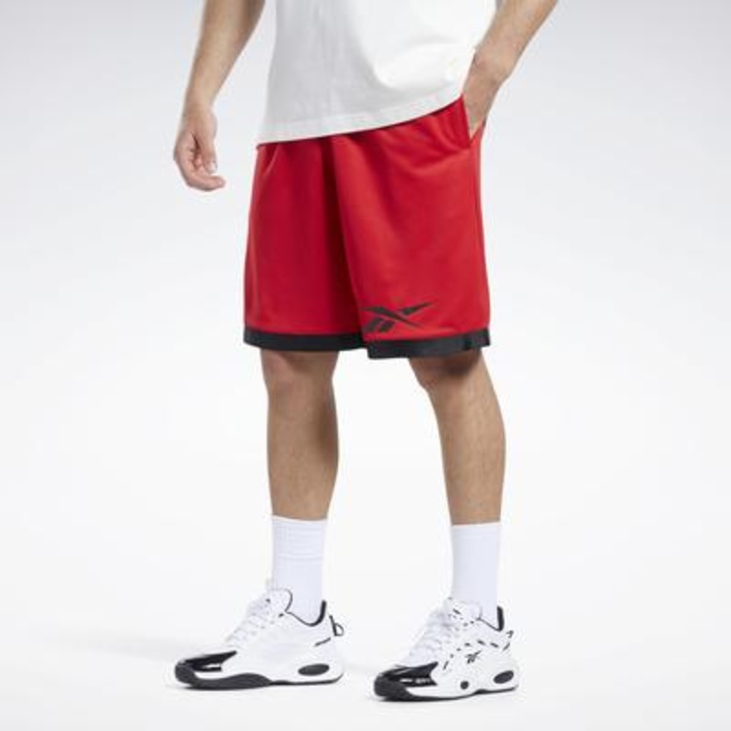 REEBOK Mens Regular fit Basketball Shorts Large /  Red Solid
