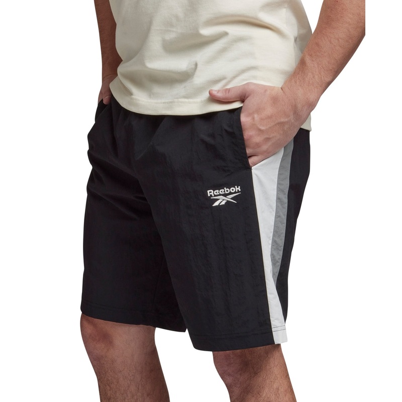 Reebok Mens Regular fit Crinkle Shorts Large / 9 Black Solid