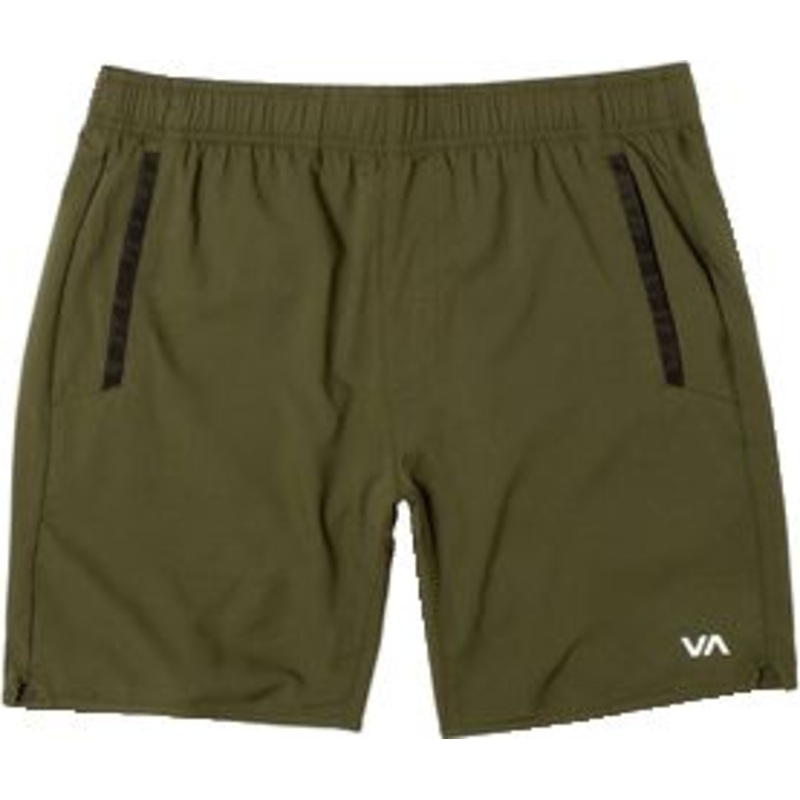 Rvca Mens Regular fit Active Shorts Small / 7 Green Solid