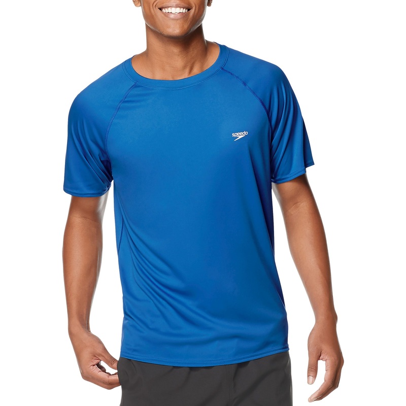 Speedo Men Regular fit Short Sleeve T-Shirt Swimwear Small Blue Solid