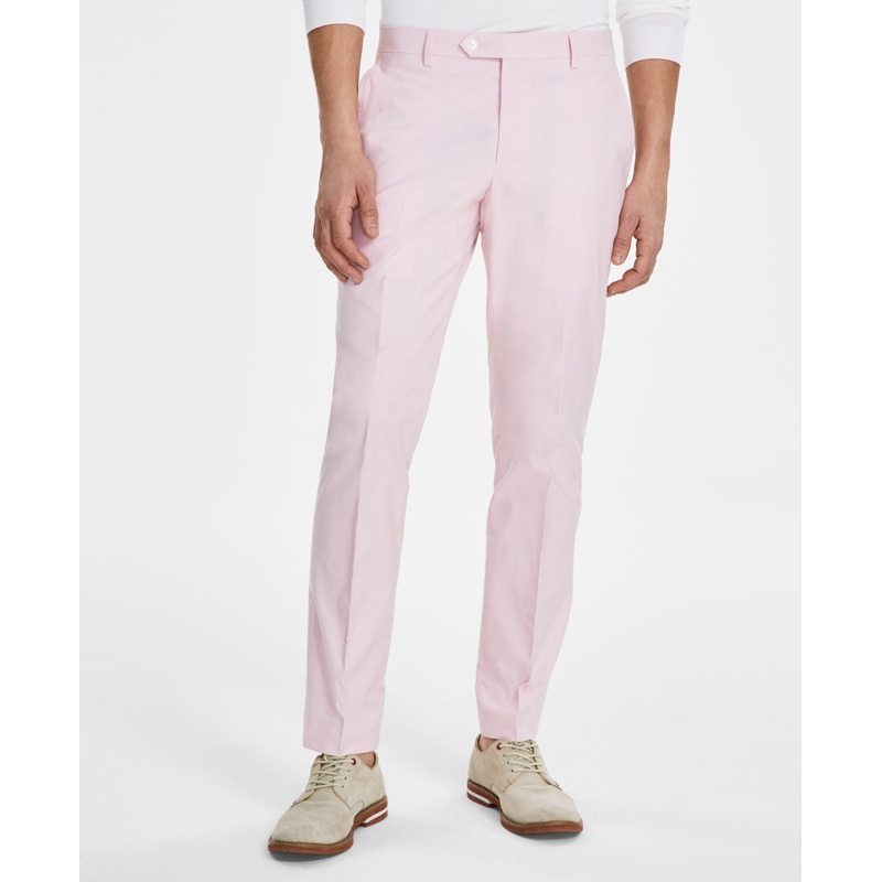 Tommy Hilfiger Mens Modern fit Dress Pants 33 / 32 Pink Solid Stretch