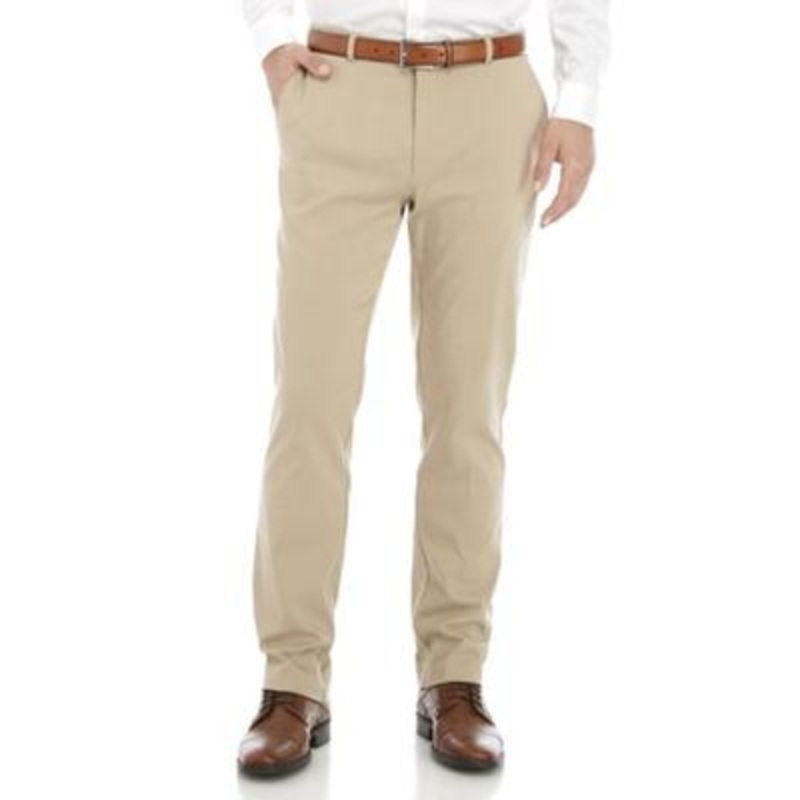 Tommy Hilfiger Mens Modern fit Dress Pants 36 / 34 Beige Solid Stretch