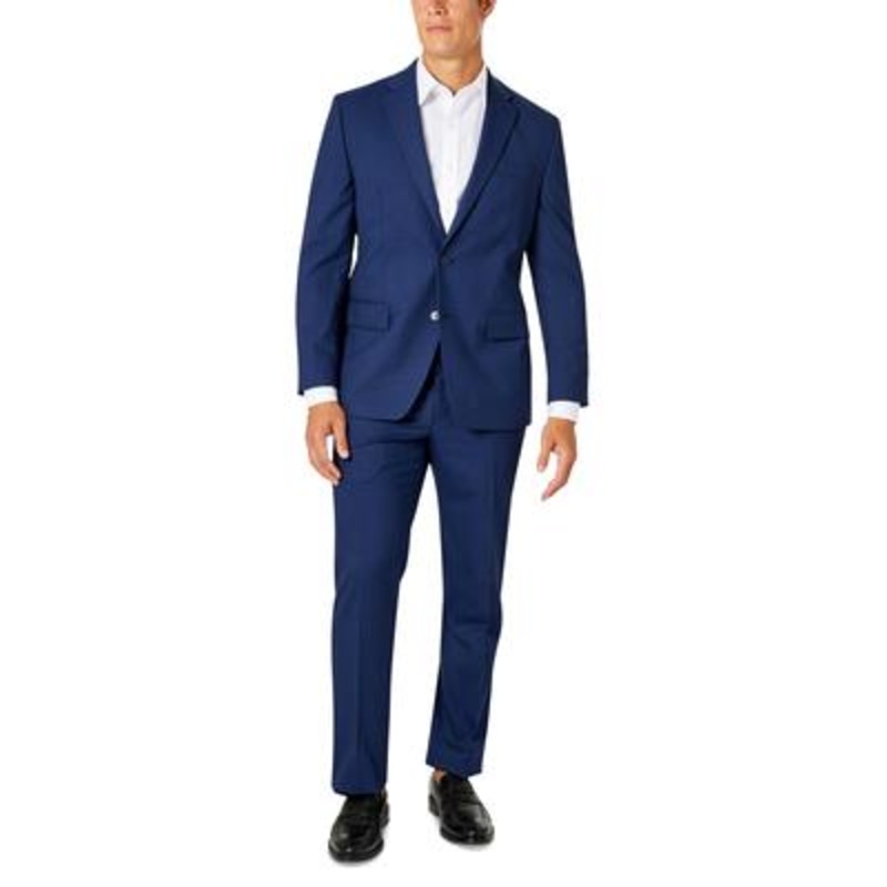 Van Heusen Mens Classic fit 2 Piece Suit 42 S / 35 Waist Blue Plaid